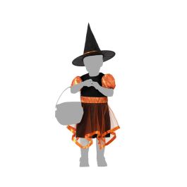Disfraz Bruja Bebé Naranja Con Sombrero Y Detalles De Tul 12-24 Meses Halloween