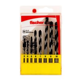 Fischer Brocas de Percusión, Juego 8 Piezas con Punta de Carburo, Diámetros Ø3 a 10 mm, para Hormigón, Mampostería y Piedra
