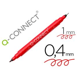 Rotulador Q-Connect Marcador Permanente Doble Punta Color Rojo 0,4 mm Y 1 mm 10 unidades