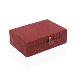 Joyero De Pana Rojo Con Espejo Versa 16X7CM (2 Unidades) Joyero De Pana Rojo Con Espejo Versa 16X7CM (2 Unidades)