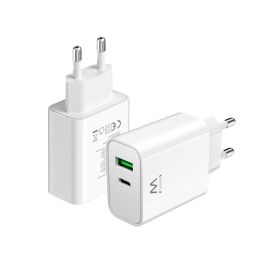 Ewent Cargador Rápido 30W EW1325 con Power Delivery, QC3.0 y PPS, USB-C + USB-A, para iPhone 15/14 y Android