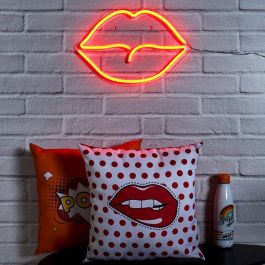 Home Deco Factory Lámpara Neón LED USB "Boca" Colección Neon 150 Leds 620-650K Luz Cálida con Cable USB 2 Metros 42x2x28cm
