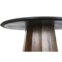 DKD Home Decor Mesa de Comedor Cuadrada Moderna Madera de Mango y Mármol Negro Marrón 120x120x76 cm Desmontable