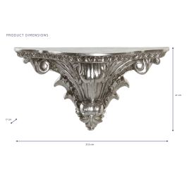 DKD Home Decor Repisa Neoclásica Plateada de Resina - Estante Decorativo de Pared para Salón o Dormitorio - 17 x 21 x 37.5 cm
