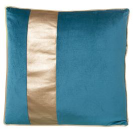 Cojín Alexandra House Living Azul Dorado Terciopelo Textil 45 x 45 cm