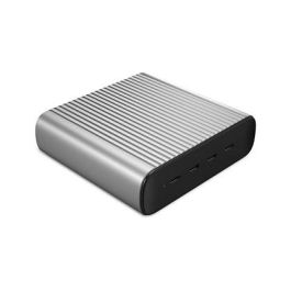 HYPER Cargador de Escritorio 245W GaN para Portátil, Smartphone, Tableta, Negro/Plata, 4 Puertos USB Tipo C, Carga Rápida