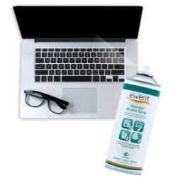 Ewent EW5611 Kit Limpieza Universal Spray Alcohol Isopropílico 400ml para PC, Pantallas, Plásticos. Sin Residuos, Evaporación Rápida