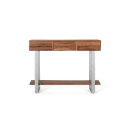 GINER Y COLOMER Consola de Madera de Acacia Natural con 3 Cajones y Patas Metálicas Precio: 483.9879. SKU: B1995MB27E