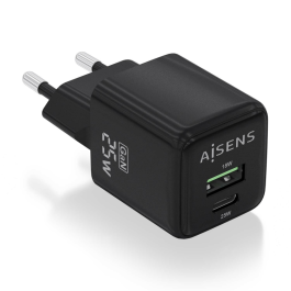 AISENS - CARGADOR GaN 25W, 1xUSB-C PD3.0 QC4.0, 1xUSB-A QC3.0, NEGRO Precio: 6.7899997. SKU: B1ARSTM7KB