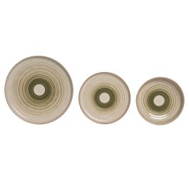 DKD Home Decor Vajilla Básicos Gres Verde 27 x 2.8 x 27 cm Set 18 Piezas Apta Microondas y Lavavajillas