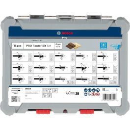 Bosch Set de Fresas Mixtas 15 piezas Vástago 6mm para Madera, Metal, Plástico - Accesorios Herramientas Eléctricas