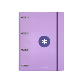 Antartik Carpeta con recambio a4 cuadro 5mm forrada 4 anillas 25mm redondas color lavanda 100 hojas 100g