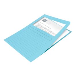 Q-connect Subcarpeta Cartulina A4 Azul con Ventana Transparente, 120 g/m²