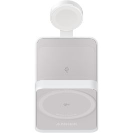 Anker B2557321 Ladestation MagGo 3 en 1, Cargador Inalámbrico Rápido 15W para Auriculares, Smartphone, Smartwatch, Blanco