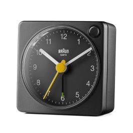 Braun BC-02-XB Reloj Despertador Clásico Analógico Negro con Luz de Fondo y Alarma Creciente