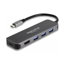 DeLOCK 3 Port USB Hub con Salida HDMI 4K, USB Type-C, USB 3.2 Gen 1 y Power Delivery 85W, Hub USB con 3x USB-A y 1x USB-C, 30 Hz, Color Gris Precio: 53.5788. SKU: B1BPPH3LA3