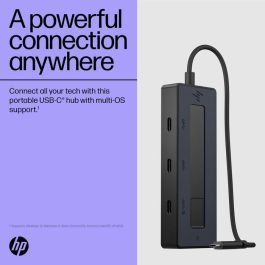 HP Concentrador USB Tipo-C 6G843AA | 3xUSB Tipo-C y 1xUSB Tipo-C PD 65W | 2x10Gbps | Multipuerto para Carga y Pantalla 4K | Compatible con Múltiples SO