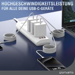 4smarts Cable magnético USB-C RollUp 1.5m blanco