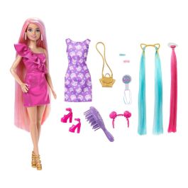 Barbie Muñeca Totally Hair JDC85 Pelo Rubio Largo con Toques de Color Fantasía Mattel
