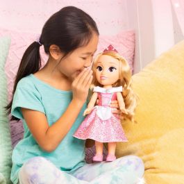 Jakks Pacific 230184 Muñeca Princesa Aurora Disney 38 Cm Articulada con Melena Rubia, Vestido Rosa y Accesorios