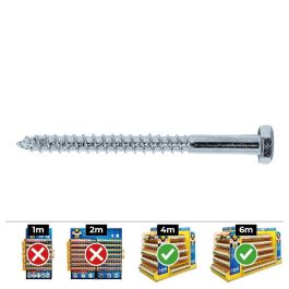 Celo Tirafondo Hexagonal DIN 571 Ø8 x 100 mm - Zincado, Acero, para Madera y Tacos, Caja 100 Unidades Precio: 26.49999946. SKU: S7909188