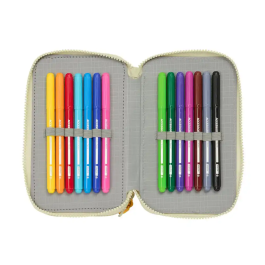 Plumier Triple Mufasa Verde Beige 12,5 x 19,5 x 5,5 cm 37 Piezas