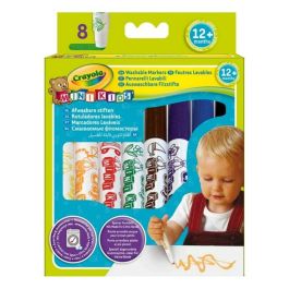 Crayola 8324 Rotuladores Lavables Mimi Kids, 8 Unidades con Puntas de Seguridad, Tinta Lavable sin Jabón, para Niños +12 Meses