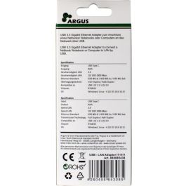 Inter-Tech ARGUS IT-811 Adaptador USB-C a Gigabit Lan RJ45 1000 MBit/s Negro