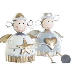 DKD Home Decor Figura Navidad Moderna Blanco Gris Metal 9 x 16 x 6.5 cm (6 Unidades)