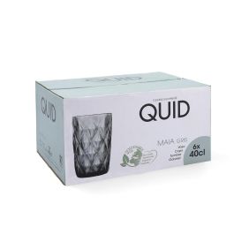 Quid Vaso Alto de Vidrio Maia 40 cL Azul con Relieve Apto Lavavajillas