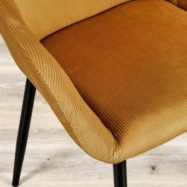 Home Deco Factory Butaca Mostaza Giulia - Estilo Escandinavo, Tapizado de Terciopelo, Patas de Metal