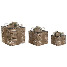 Regalo Navidad Alpina DKD Home Decor Natural 25 x 25 x 25 cm Set de 3