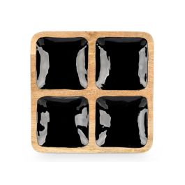 Bandeja Cuadrada 4 Espacios Madera Mango Negro Giftdecor 31x31x3 cm (6 Unidades) Bandeja Cuadrada 4 Espacios Madera Mango Negro Giftdecor 31x31x3 cm (6 Unidades)