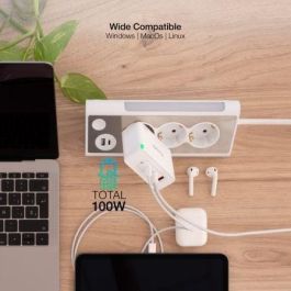 TooQ TQWC-GANQC2PD100W Cargador de Pared GaN 100W con 2xUSB-C PD y 1xUSB-A QC Blanco TooQ TQWC-GANQC2PD100W Cargador de Pared GaN 100W con 2xUSB-C PD y 1xUSB-A QC Blanco