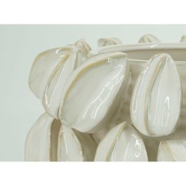 DKD Home Decor Centro de Mesa Tropical Gres Blanco Beige 30 x 19 x 30 cm Hecho a Mano Carambola