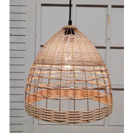 DKD Home Decor Lámpara de Techo Urban Ratán y Metal Marrón Claro Blanco 30x30x30 cm compatible E27 50W