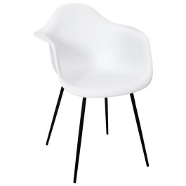 Home Deco Factory Silla Butaca Gustav Essentiel Blanca, Asiento Polipropileno Patas Hierro Negro, Estilo Escandinavo, 62x59xh85cm Precio: 42.50000007. SKU: B1A4Y2R38K