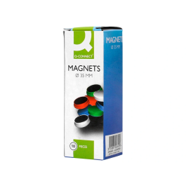 Q-connect Imanes para Pizarras Magnéticas 35 mm Colores Surtidos Caja de 10 Unidades
