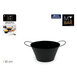 Inde Cubo de Metal Oval con Asa, Negro, 15.1 x 16 x 28 cm (12 Unidades) Precio: 30.59000032. SKU: B1KMAVY895