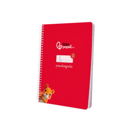 Liderpapel Cuaderno Espiral A5 Pautaguía Tapa Blanda 40 Hojas 75gr Cuadro Pautado 5mm Rojo