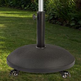 Color Baby Soporte de Parasol de Cemento y Acero con Ruedas de 25 kg para Mástiles de 4,8 cm y Base Rectangular de 50x34 cm