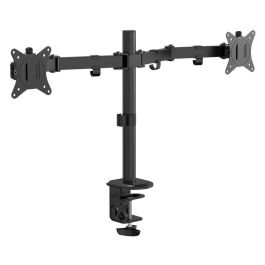 eSTUFF Soporte de escritorio doble para monitor ergonómico, inclinable, giratorio, con ajuste de altura, VESA, gestión de cables