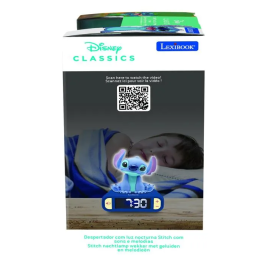 Lexibook Reloj Despertador Digital 3D Stitch LEXRL800D con Luz Nocturna y Efectos de Sonido