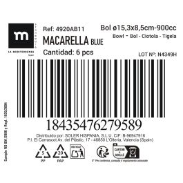 Bol Macarella Blue 900 ml - Inde (24 Unidades) Bol Macarella Blue 900 ml - Inde (24 Unidades)
