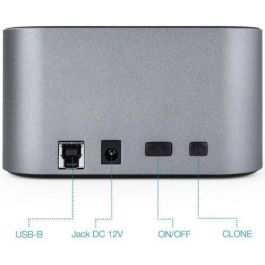 TooQ TQDS-805G Docking Station para Discos Duros 2.5/3.5" HDD/SSD USB 3.0/3.1 Gen1 con Clonación Autónoma 8TB SATA Gris Aluminio