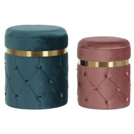 DKD Home Decor Set de 2 Reposapiés Verde Rosa Oscuro 36x36x44 cm Poliester MDF Precio: 78.58999973. SKU: B1AJ8MRZ72