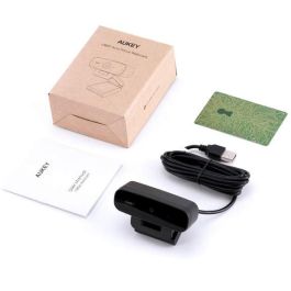 Aukey PC-W3S Stream Series - Webcam Full HD con Sensor CMOS 1/2.9", Autoenfoque, Micrófono Incorporado, Negra