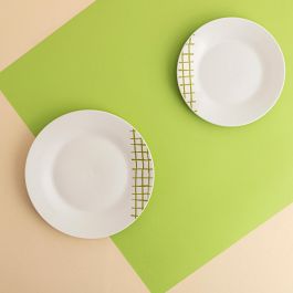 Quid Vajilla Kansas de Porcelana, 18 Piezas para 6 Personas, Cerámica Verde, Apilable, Apta Lavavajillas y Microondas