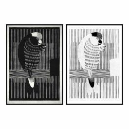 DKD Home Decor Cuadro Decorativo Moderno con Motivo Cacatua Negro Blanco 123x83 cm en PS y Lienzo (Juego de 2 Unidades Surtidas)
