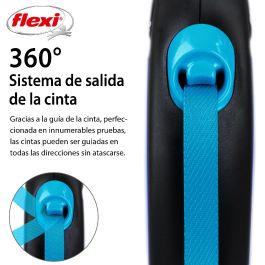 Flexi Correa Retráctil New Neon S Cinta 5m Azul Neón para Perros con Componentes Reflectantes de Alta Visibilidad